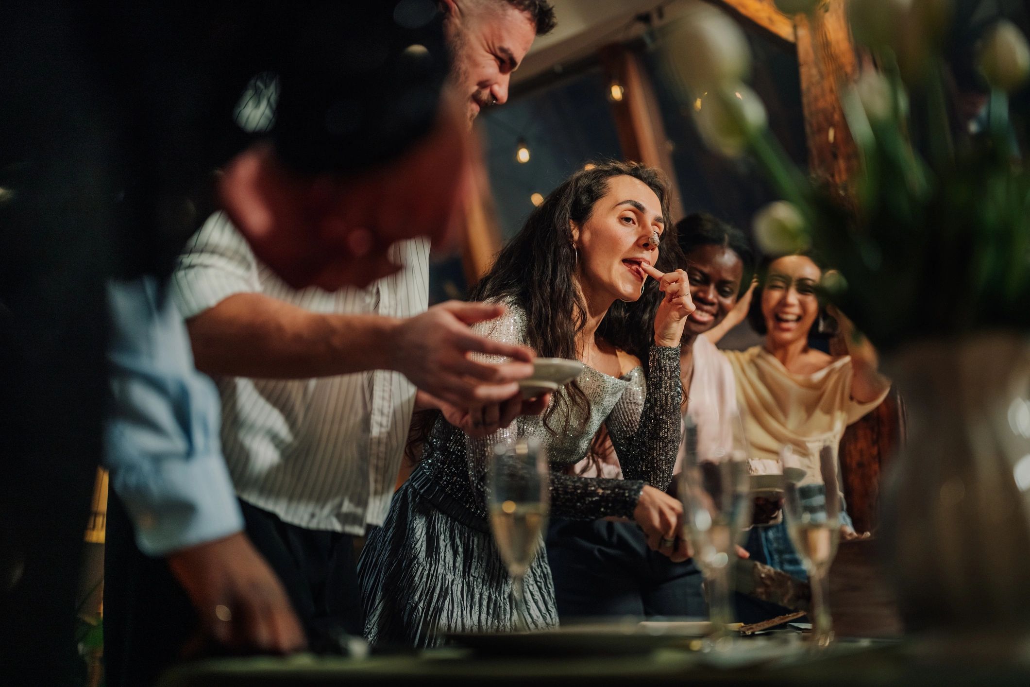 Guests enjoying a lively upscale celebration